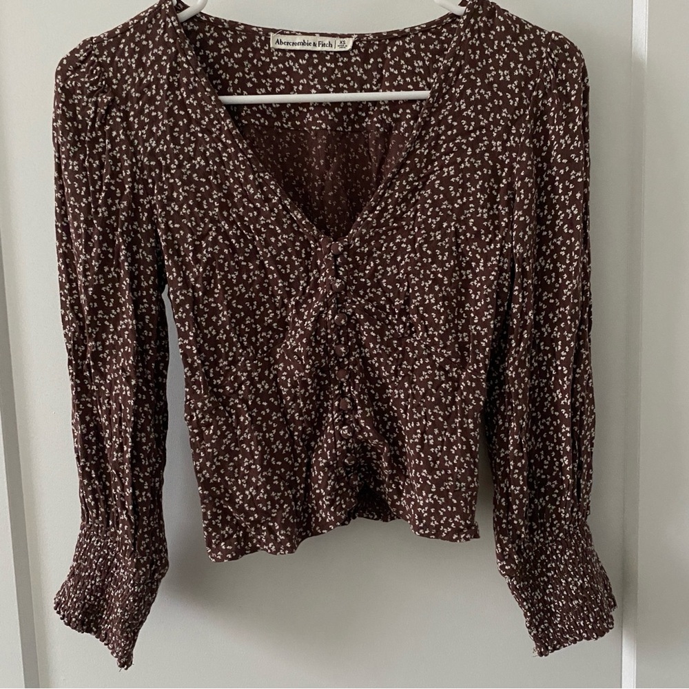 Abercrombie & Fitch Dark‎ Brown Patterned Blouse